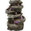 Sunnydaze Tabletop Water Fountain – 15-Inch 6-Tier Relaxing Indoor Desktop Water Fountain with LED Lights – Office, Bedroom, Living Room