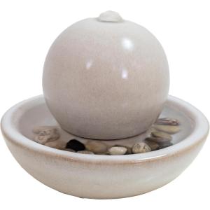 Sunnydaze Tabletop Ceramic Tabletop Fountain with Orb – Relaxing Indoor Fountain for Meditation – for Office, Bedroom, or Living Room – White – Set of 4(White)