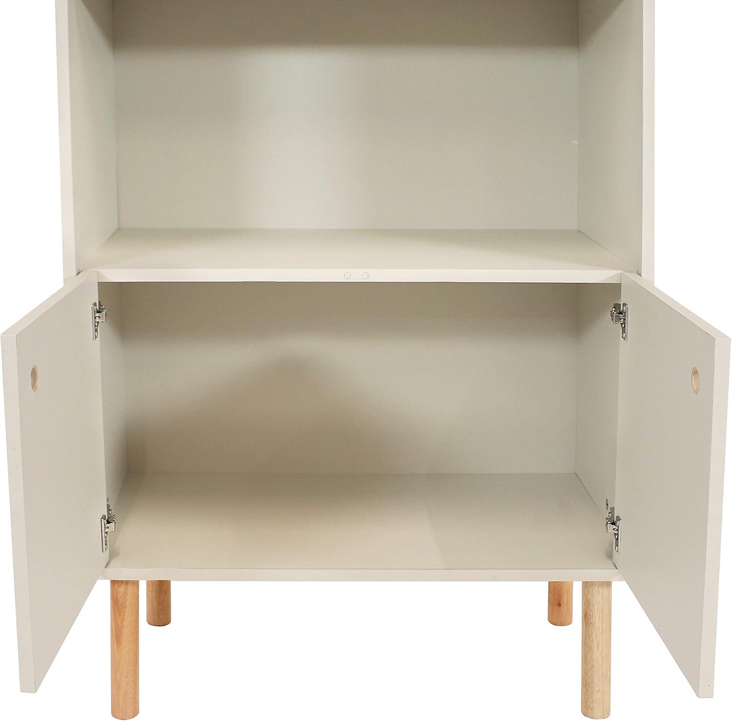 image:imageSunnydaze 5Shelf MidCentury Modern Bookshelf with Storage Cabinet for Living Room Bedroom Office or Dining Room Latte