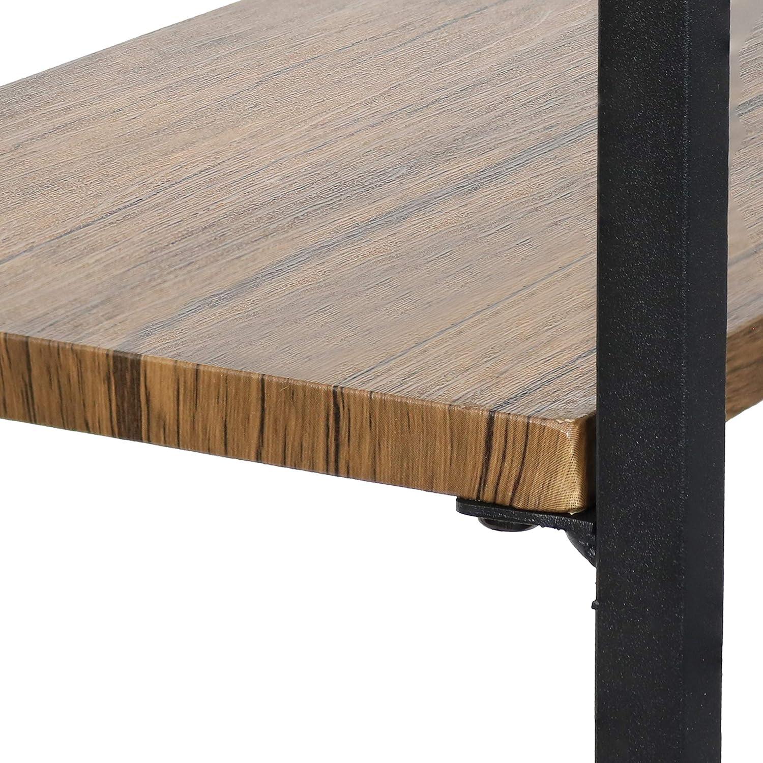 image:imageSunnydaze 69Inch 4Tier OvertheToilet Shelf Open Shelves Veneer Finish and Black Iron Frame Teak ColorTeak Finish