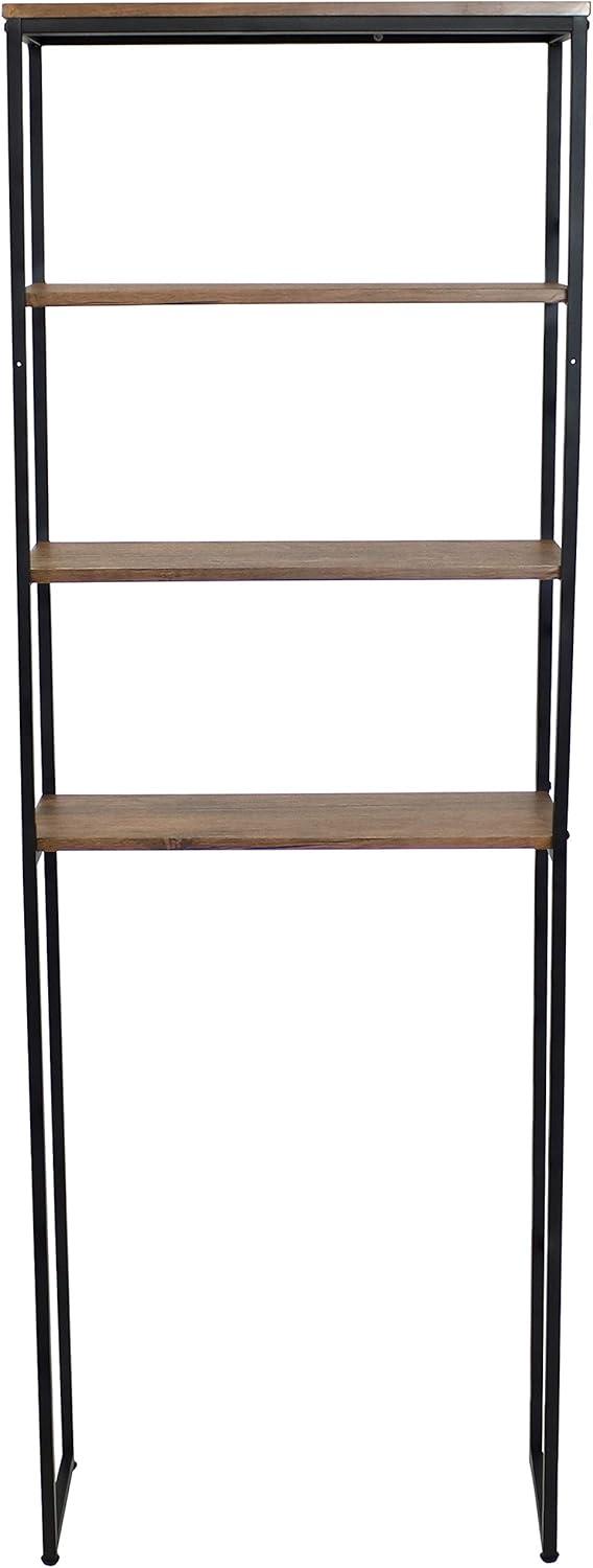 image:imageSunnydaze 69Inch 4Tier OvertheToilet Shelf Open Shelves Veneer Finish and Black Iron Frame Teak ColorTeak Finish