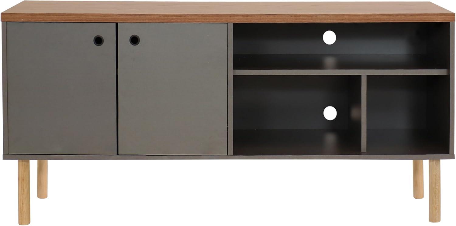 image:imageSunnydaze MidCentury Modern TV Stand for 55Inch TV Living Room Entertainment Center with Storage Media Console Cabinet with Shelves GrayGrey