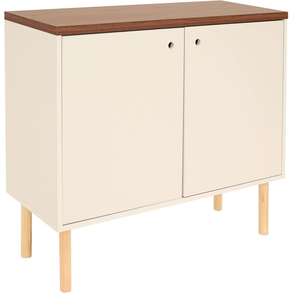 image:imageSunnydaze MidCentury Modern 2Door Accent Cabinet with Shelves for Dining Room Living Room or Bathroom LatteLatte