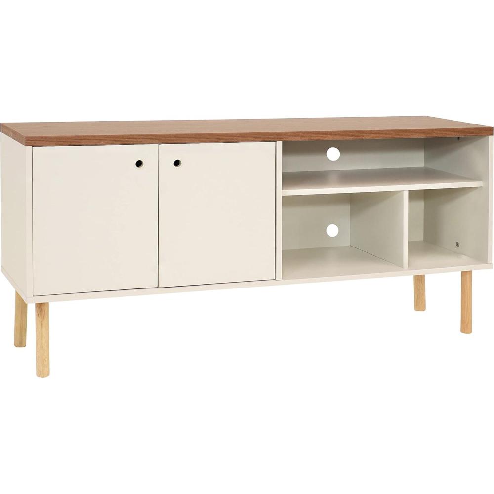 image:imageSunnydaze MidCentury Modern TV Stand for 55Inch TV Living Room Entertainment Center with Storage Media Console Cabinet with Shelves GrayLatte
