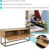 Sunnydaze 54.75-Inch Wide Industrial Console Table with Pull-Down Front Panel and 2 Inner Compartments – Brown