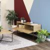Sunnydaze 54.75-Inch Wide Industrial Console Table with Pull-Down Front Panel and 2 Inner Compartments – Brown