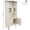 Sunnydaze 5-Shelf Mid-Century Modern Bookshelf with Storage Cabinet – for Living Room, Bedroom, Office, or Dining Room – Latte