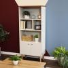 Sunnydaze 5-Shelf Mid-Century Modern Bookshelf with Storage Cabinet – for Living Room, Bedroom, Office, or Dining Room – Latte