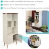 Sunnydaze 5-Shelf Mid-Century Modern Bookshelf with Storage Cabinet – for Living Room, Bedroom, Office, or Dining Room – Latte