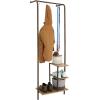 Sunnydaze 67-Inch H Wall-Mounted Garment Hanging Rack with Shelves and Hooks -Rustic Wood with Black Metal Frame