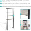 Sunnydaze 69-Inch 4-Tier Over-the-Toilet Shelf – Open Shelves, Veneer Finish and Black Iron Frame – Teak Color(Oak Gray)