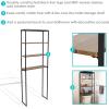 Sunnydaze 69-Inch 4-Tier Over-the-Toilet Shelf – Open Shelves, Veneer Finish and Black Iron Frame – Teak Color(Teak Finish)