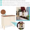 Sunnydaze Mid-Century Modern 2-Door Accent Cabinet with Shelves – for Dining Room, Living Room, or Bathroom – Latte(Latte)