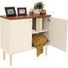 Sunnydaze Mid-Century Modern 2-Door Accent Cabinet with Shelves – for Dining Room, Living Room, or Bathroom – Latte(Latte)