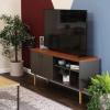 Sunnydaze Mid-Century Modern TV Stand for 55-Inch TV – Living Room Entertainment Center with Storage – Media Console Cabinet with Shelves – Gray(Grey)