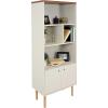 Sunnydaze 5-Shelf Mid-Century Modern Bookshelf with Storage Cabinet – for Living Room, Bedroom, Office, or Dining Room – Latte