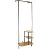Sunnydaze 67-Inch H Wall-Mounted Garment Hanging Rack with Shelves and Hooks -Rustic Wood with Black Metal Frame