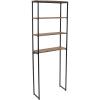 Sunnydaze 69-Inch 4-Tier Over-the-Toilet Shelf – Open Shelves, Veneer Finish and Black Iron Frame – Teak Color(Teak Finish)