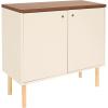 Sunnydaze Mid-Century Modern 2-Door Accent Cabinet with Shelves – for Dining Room, Living Room, or Bathroom – Latte(Latte)