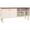 Sunnydaze Mid-Century Modern TV Stand for 55-Inch TV – Living Room Entertainment Center with Storage – Media Console Cabinet with Shelves – Gray(Latte)