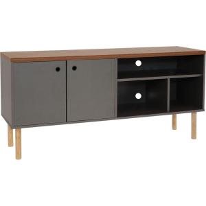 Sunnydaze Mid-Century Modern TV Stand for 55-Inch TV – Living Room Entertainment Center with Storage – Media Console Cabinet with Shelves – Gray(Grey)