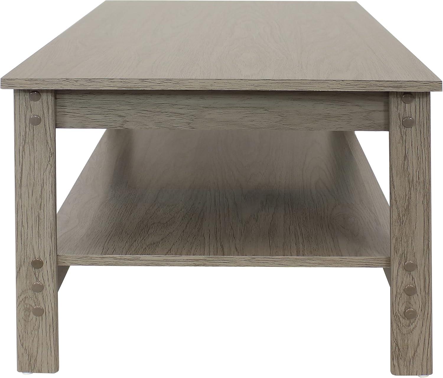 image:imageSunnydaze 16Inch H Gray Wood Coffee Table with Shelf Rustic Cocktail Table for Living Room or Home Office Thunder Gray