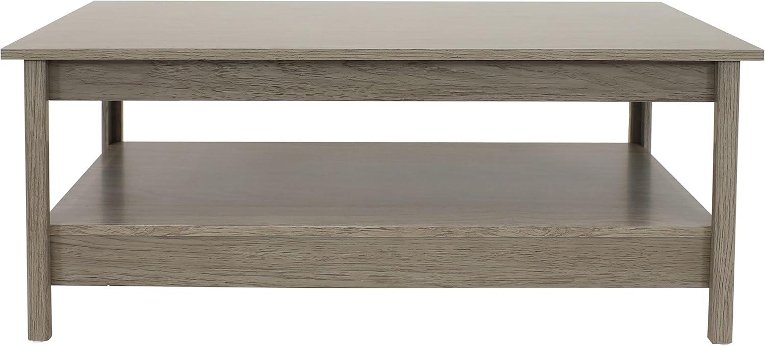 image:imageSunnydaze 16Inch H Gray Wood Coffee Table with Shelf Rustic Cocktail Table for Living Room or Home Office Thunder Gray