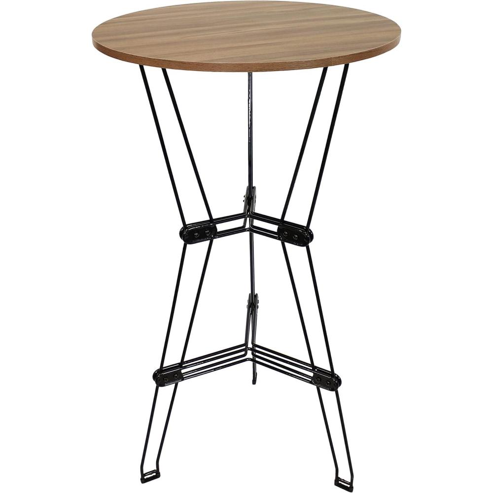 image:imageSunnydaze 4225Inch H Indoor Steel Wire Bar Table with Faux Woodgrain Tabletop Brown