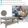 Sunnydaze 16-Inch H Gray Wood Coffee Table with Shelf – Rustic Cocktail Table for Living Room or Home Office – Thunder Gray