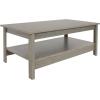 Sunnydaze 16-Inch H Gray Wood Coffee Table with Shelf – Rustic Cocktail Table for Living Room or Home Office – Thunder Gray