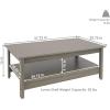 Sunnydaze 16-Inch H Gray Wood Coffee Table with Shelf – Rustic Cocktail Table for Living Room or Home Office – Thunder Gray