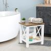 Sunnydaze 17” Freestanding Shower Caddy – Water-Resistant Shower Bench – Bathroom Bench with Storage Shelf and Leveling Feet