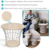 Sunnydaze 17.25-Inch H Modern Pedestal Wire Side Table with Faux Woodgrain Pull-Open Tabletop – Cream(Cream)