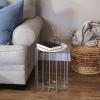 Sunnydaze 17.75-Inch H Indoor Wire End Table with Faux Woodgrain MDF Tabletop – for Living Room, Bedroom, or Office – Cream(Cream)