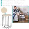 Sunnydaze 17.75-Inch H Indoor Wire End Table with Faux Woodgrain MDF Tabletop – for Living Room, Bedroom, or Office – Cream(Cream)