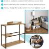 Sunnydaze 28.25-Inch H 3-Tier Sofa Table – MDP Shelves and Powder-Coated Steel Frame – Removable Serving Tray – Brown