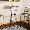 Sunnydaze 42.25-Inch H Indoor Steel Wire Bar Table with Faux Woodgrain Tabletop – Brown