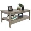 Sunnydaze 16-Inch H Gray Wood Coffee Table with Shelf – Rustic Cocktail Table for Living Room or Home Office – Thunder Gray