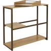 Sunnydaze 28.25-Inch H 3-Tier Sofa Table – MDP Shelves and Powder-Coated Steel Frame – Removable Serving Tray – Brown