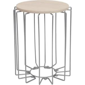 Sunnydaze 17.75-Inch H Indoor Wire End Table with Faux Woodgrain MDF Tabletop – for Living Room, Bedroom, or Office – Cream(Cream)