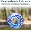 Sunnydaze 6-Inch Glass Mosaic Hanging Bird Feeder for Outdoors – Fly-Through Glass Bird Feeder for Cardinals, Jays, Finches and More – Lavender Mosaic – Set of 12(Blue Mosaic)