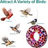 Sunnydaze 6-Inch Glass Mosaic Hanging Bird Feeder for Outdoors – Fly-Through Glass Bird Feeder for Cardinals, Jays, Finches and More – Lavender Mosaic – Set of 12(Crimson Mosaic)