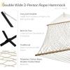 Sunnydaze Double Polyester and Cotton Rope Hammock with 15-Foot Steel Stand – 400-Pound Capacity – Black Stand – Cream