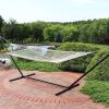 Sunnydaze Double Polyester and Cotton Rope Hammock with 15-Foot Steel Stand – 400-Pound Capacity – Black Stand – Cream