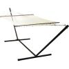 Sunnydaze Double Polyester and Cotton Rope Hammock with 15-Foot Steel Stand – 400-Pound Capacity – Black Stand – Cream